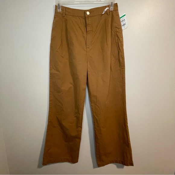 FRAME Pleated cotton-twill wide-leg pants 27 Camel - Picture 3 of 9